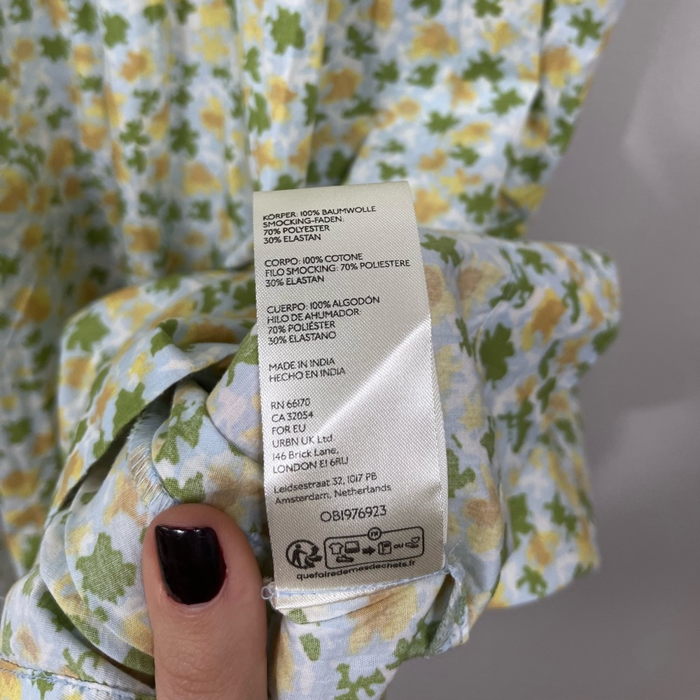 Free People Floral Midi Dress Smocked Sundress Summer Beach Cotton Size M - Picture 9 of 16
